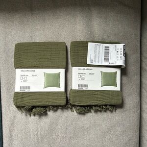 IKEA Sage Green 20x20” Pillow Covers (Vallkrassing)